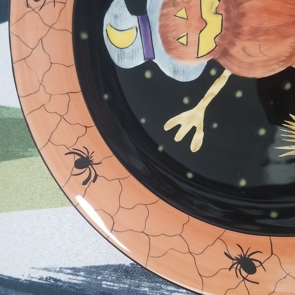 Halloween GATES WARE Laurie Gates 11-3/4" Single PUMPKIN SCARECROW Dinner Plate - Picture 5 of 14